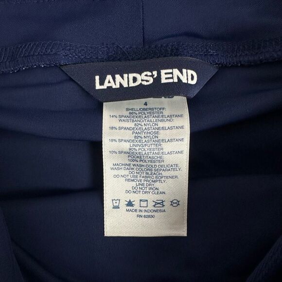 Lands End Women’s 3” Swim Shorts Size 4 Deep Sea Navy Floral Mix Quick Dry Pocke - Picture 4 of 7